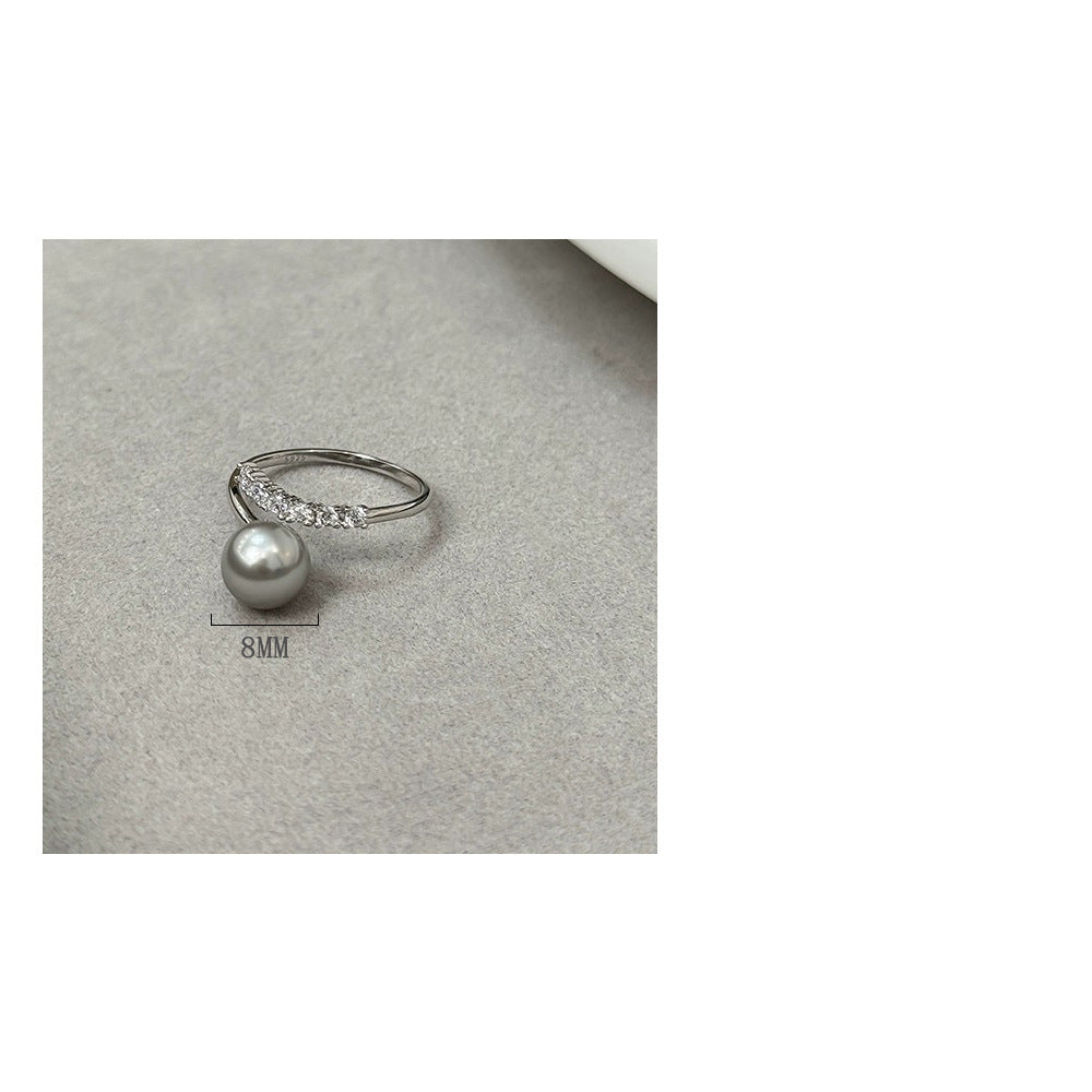 925 Sterling Silver Pearl Geometric Rings