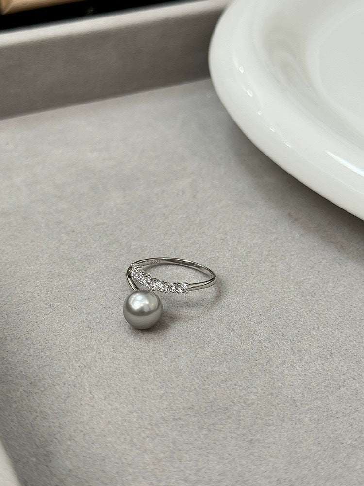 925 Sterling Silver Pearl Geometric Rings