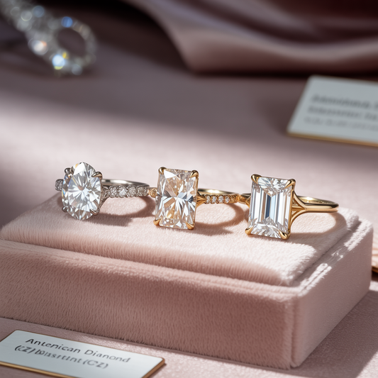 difference between natural diamond, mossanite and american diamond