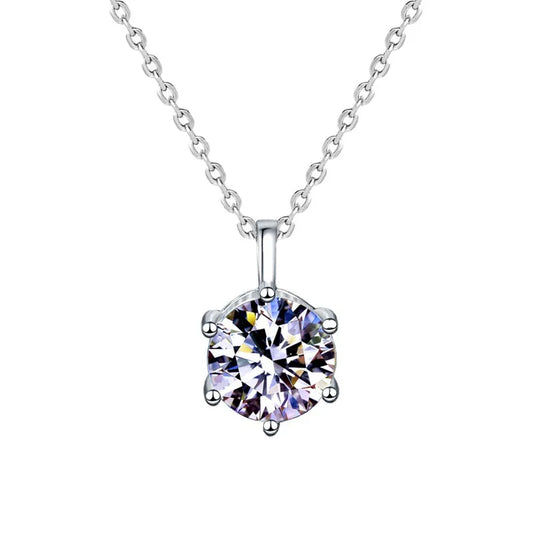 925 Sterling Silver Moissanite Cable Chain GRA Inlay Round Pendant